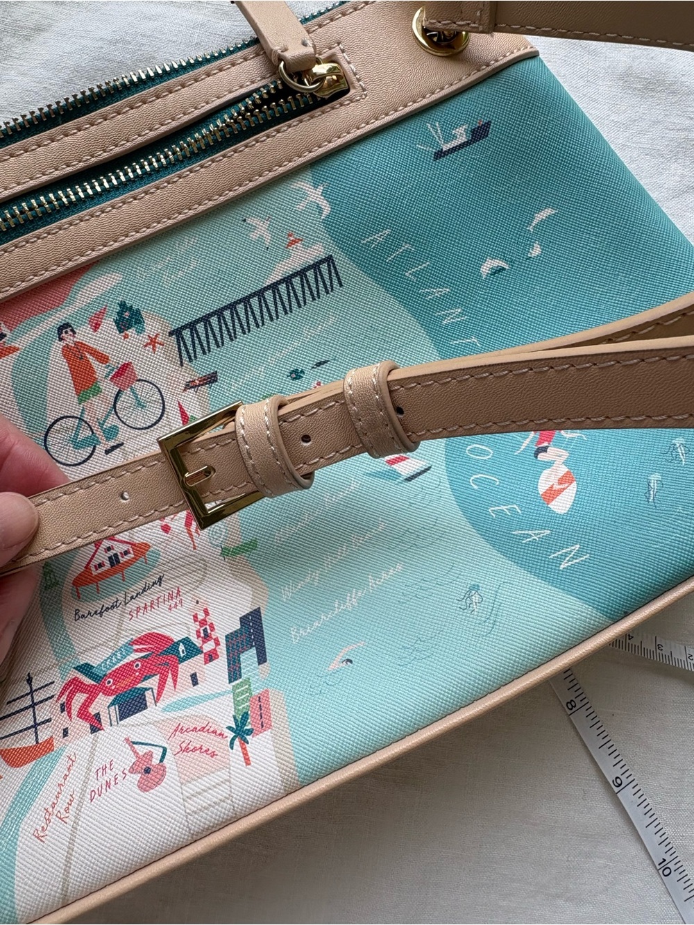 Spartina 449 Myrtle Beach Print Crossbody - Light Blue/Cream - Picture 13 of 14